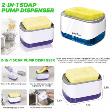 2-in-1 Kitchen Dishwashing Liquid Dispenser & Sponge Holder