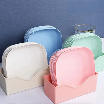 Plate Set Pack of 10 – Plastic Split Bone Dish Plates with Holder |