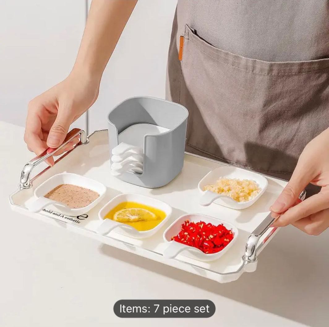 7Pcs  Plastic Sauce Dish Set