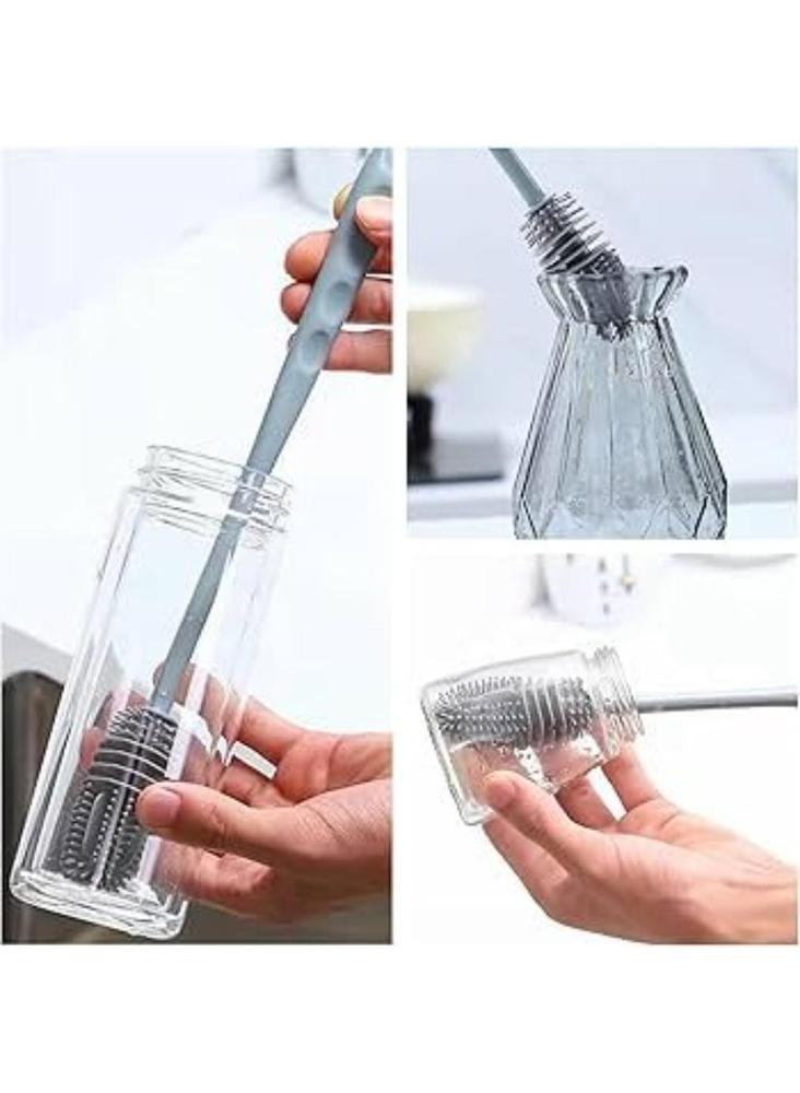 Grey Silicone Bottle Cleaning Brush Pack of 3