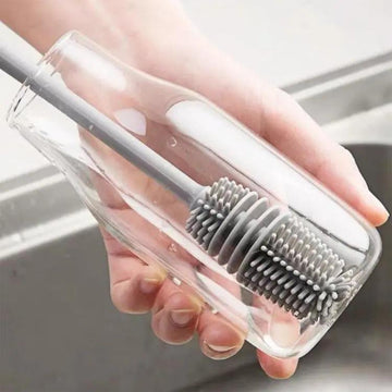 Grey Silicone Bottle Cleaning Brush Pack of 3
