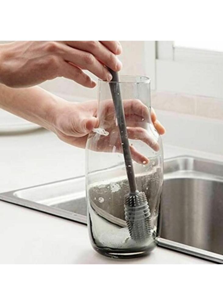 Grey Silicone Bottle Cleaning Brush Pack of 3