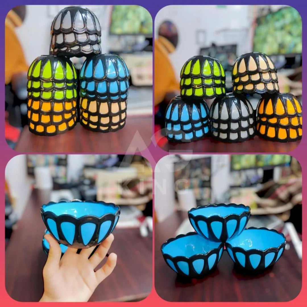 Multicolor ABS Plastic Twin Bowl Set of 3