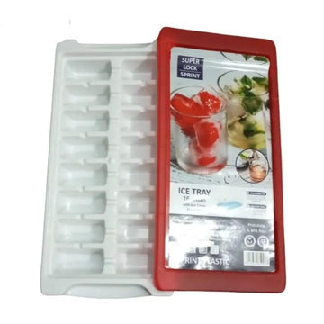 Ice Cube Tray with Lid, BPA-Free, Red White