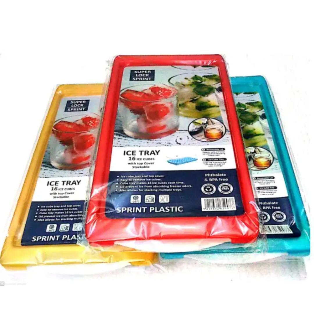 Ice Cube Tray with Lid, BPA-Free, Red White