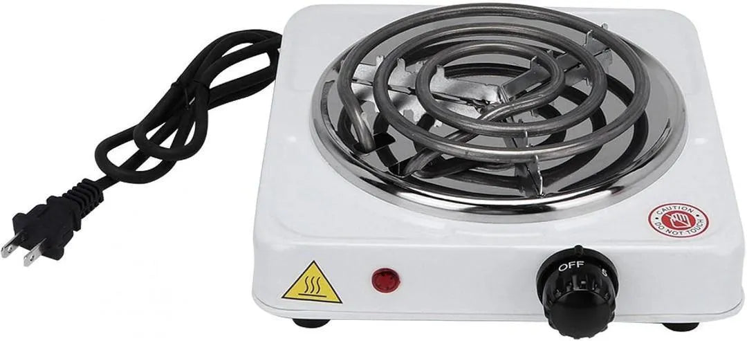 White Electric Stove with Stainless Steel Pot