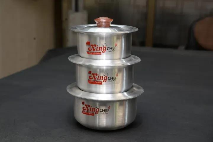 Aluminium 3-Piece Cooking Pot Set Silver