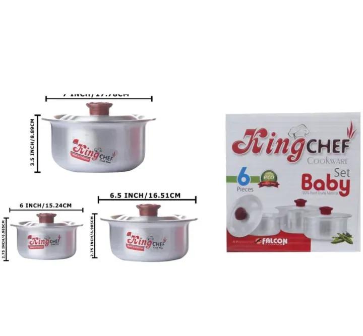 Aluminium 3-Piece Cooking Pot Set Silver