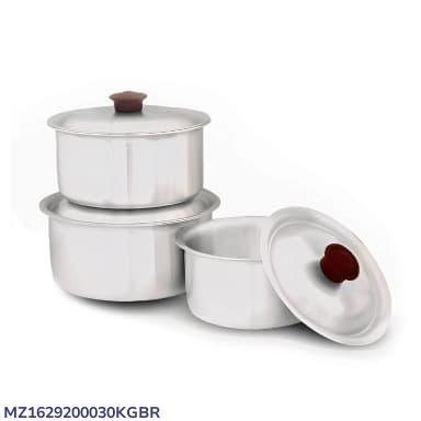 Aluminium 3-Piece Cooking Pot Set Silver
