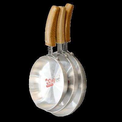 Aluminum Mini Frying Pan Set of 3 Pcs Silver