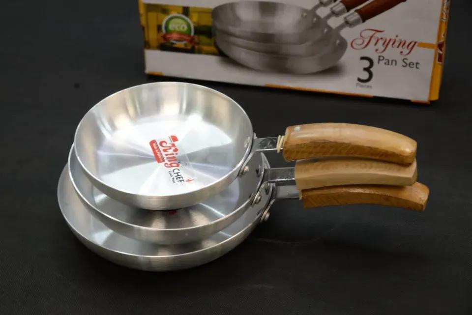 Aluminum Mini Frying Pan Set of 3 Pcs Silver