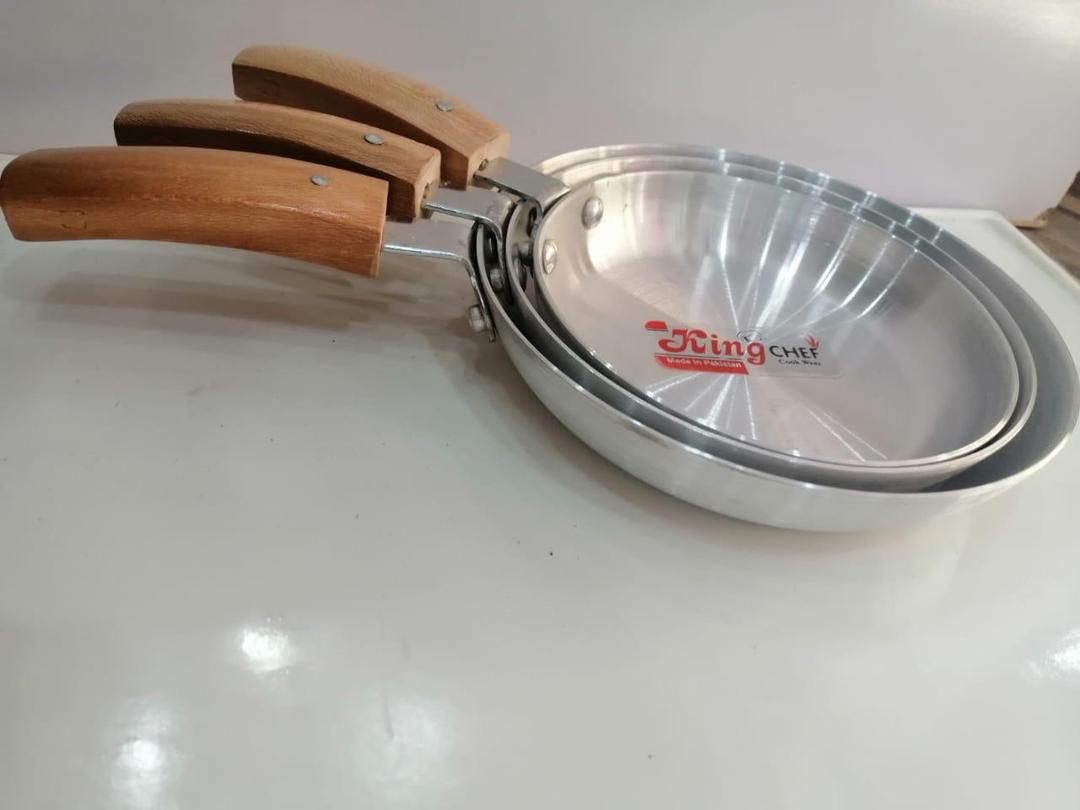 Aluminum Mini Frying Pan Set of 3 Pcs Silver