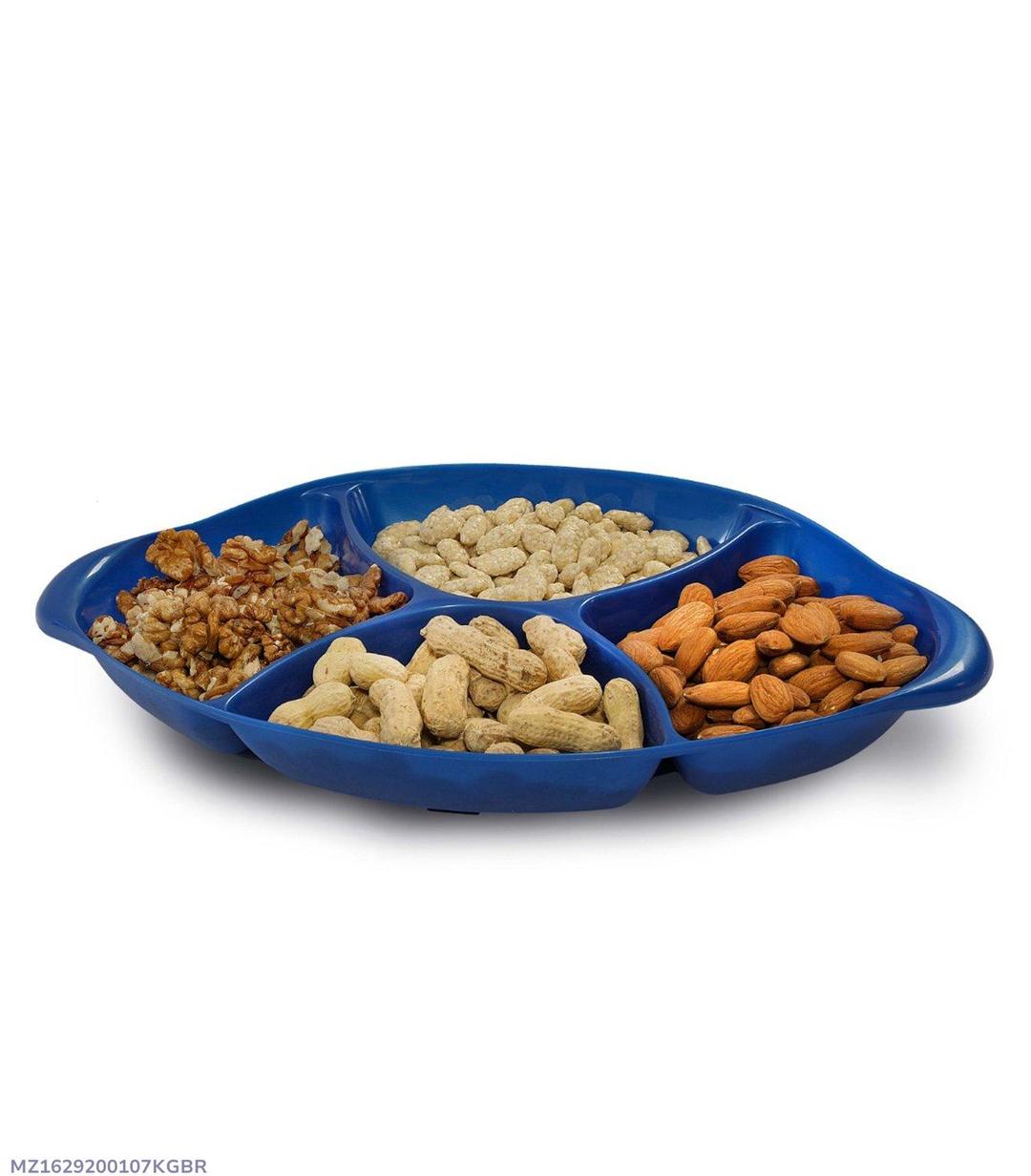 Blue 4-Compartment Serving Tray for Snacks & Meals