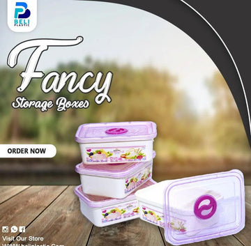 4 Pcs Fancy Locking Storage Boxes Microwave Safe
