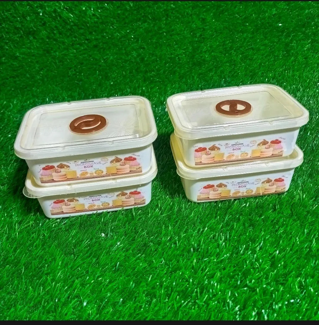 4 Pcs Fancy Locking Storage Boxes Microwave Safe