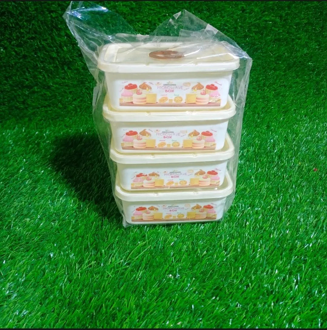 4 Pcs Fancy Locking Storage Boxes Microwave Safe
