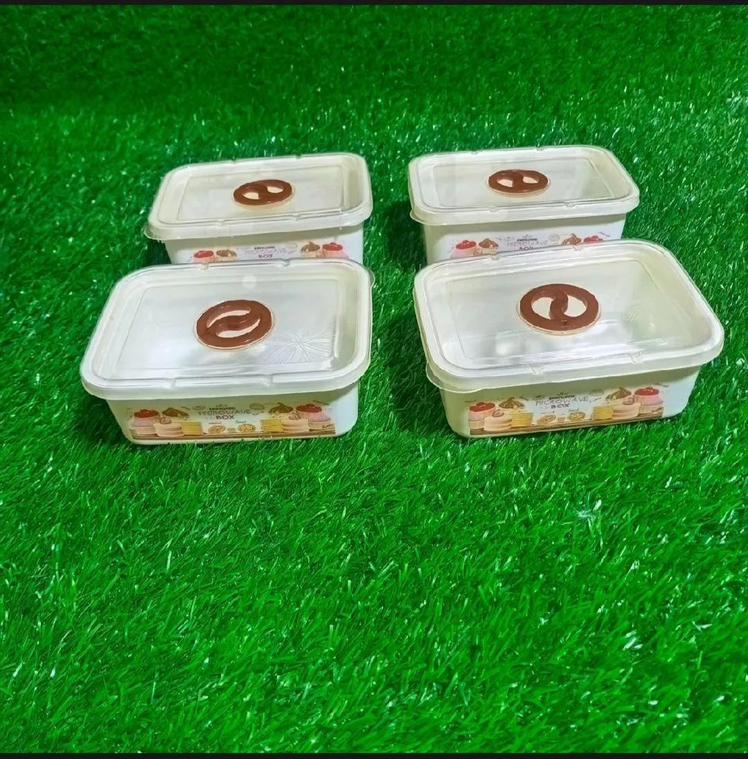 4 Pcs Fancy Locking Storage Boxes Microwave Safe