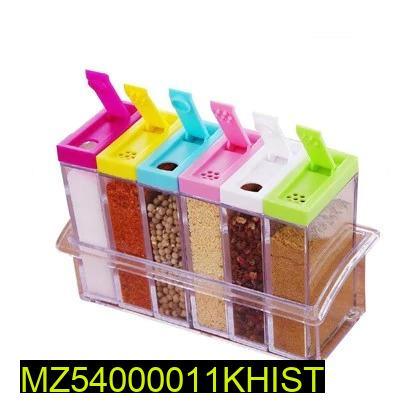 6 Pcs Colorful Plastic Spice Containers Set with Tray