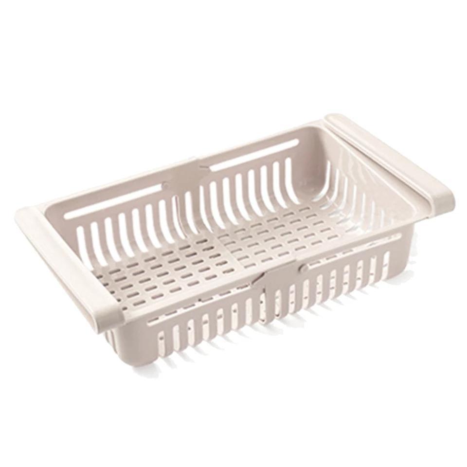 Adjustable Plastic Fridge Storage Basket for Food Organization