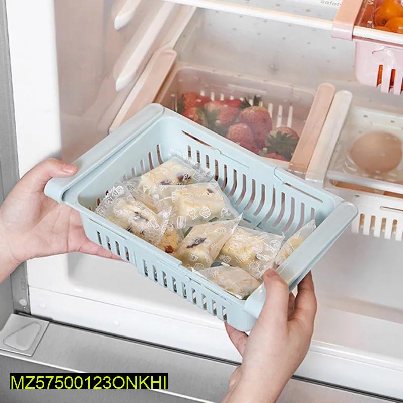Adjustable Plastic Fridge Storage Basket for Food Organization