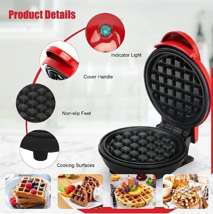 Red Electric Waffle Maker 350W for Home Use
