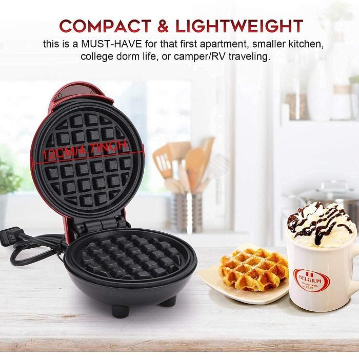 Red Electric Waffle Maker 350W for Home Use