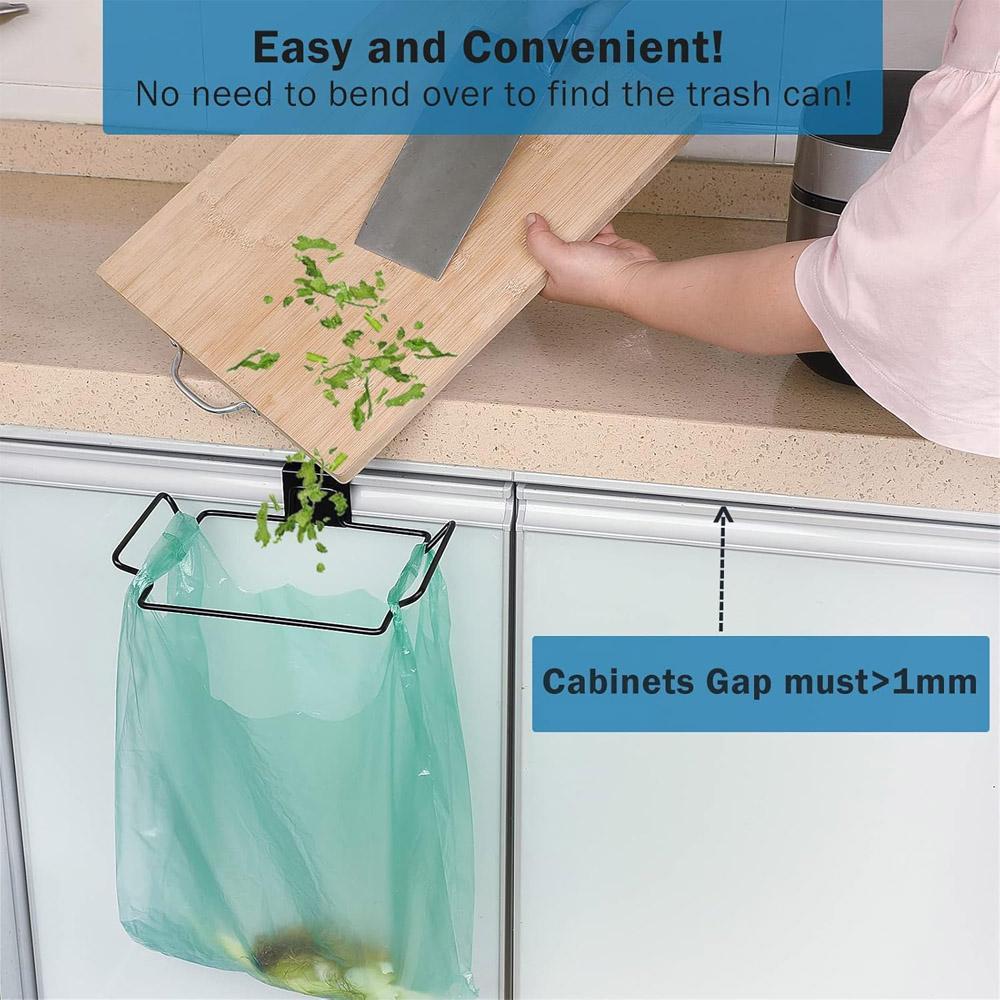 Black Metal Trash Bag Holder for Kitchen Cabinet