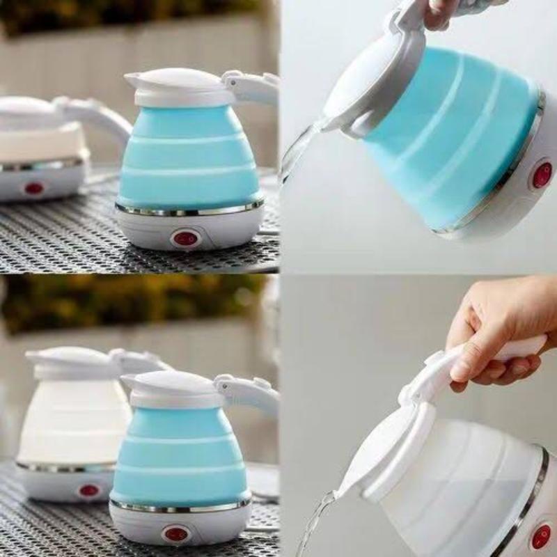 Portable Collapsible Electric Kettle 600ml Silicone Blue