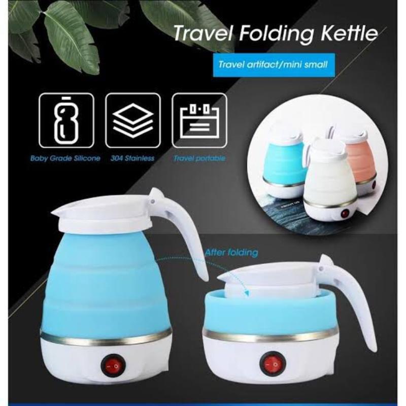 Portable Collapsible Electric Kettle 600ml Silicone Blue