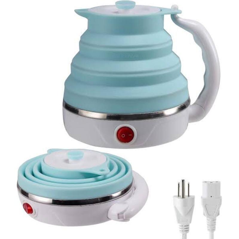 Portable Collapsible Electric Kettle 600ml Silicone Blue